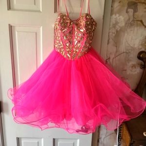Hot pink glitz dress / cocktail dress